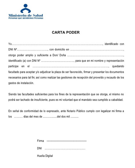 Ejemplo de carta de poder